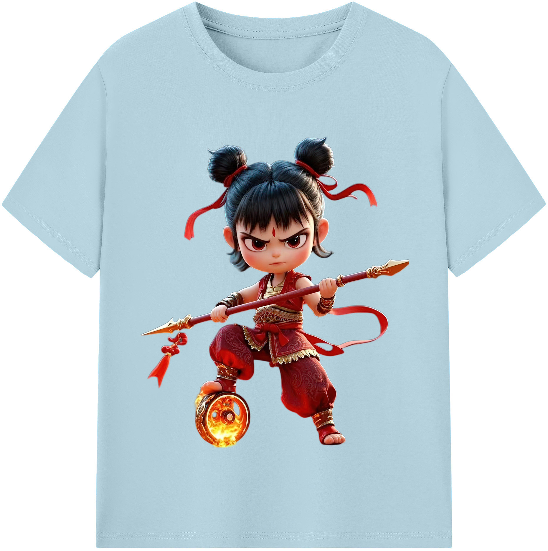 （画像用） Ne Zha 2 ナタ 魔童の大暴れ 綿100％半袖Tシャツ（フロントプリント）